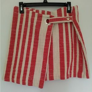 Free People Red & White Asymmetrical Skirt